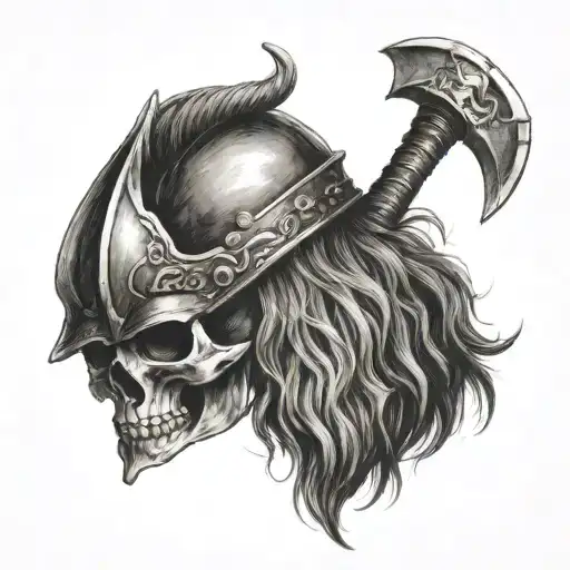Viking With Raven Skull Axe