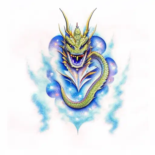 Dragon In Night Sky Over Pine Forest