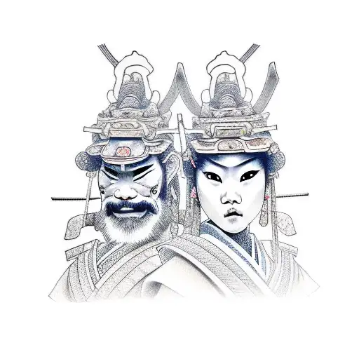 Samurai And Oni Door