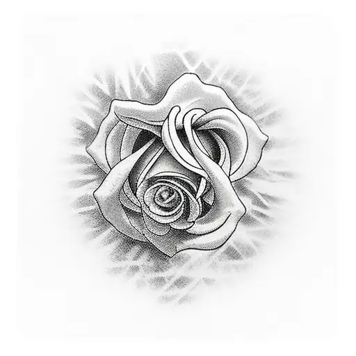 Unique Cross With Jesus And Clouds And Roses