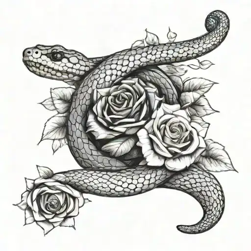 Snake With Roses Blooming
