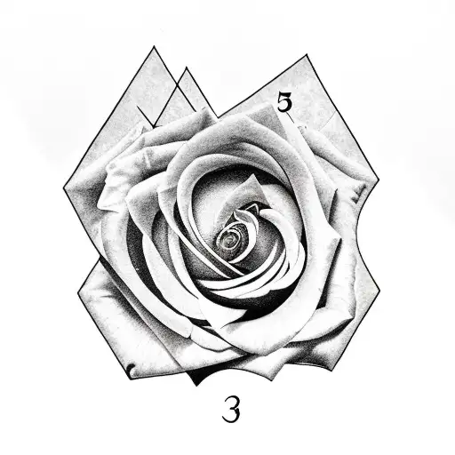 Rose And Clock And Eye In Triangle With Shading Around It