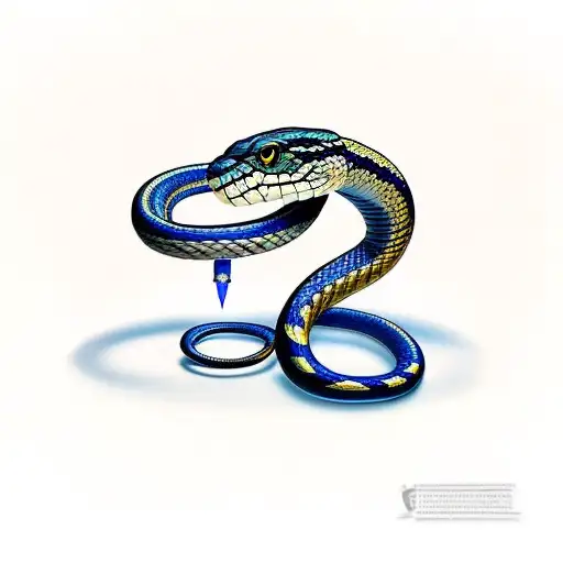 True Snake With Blue And Navy Streaks On Background