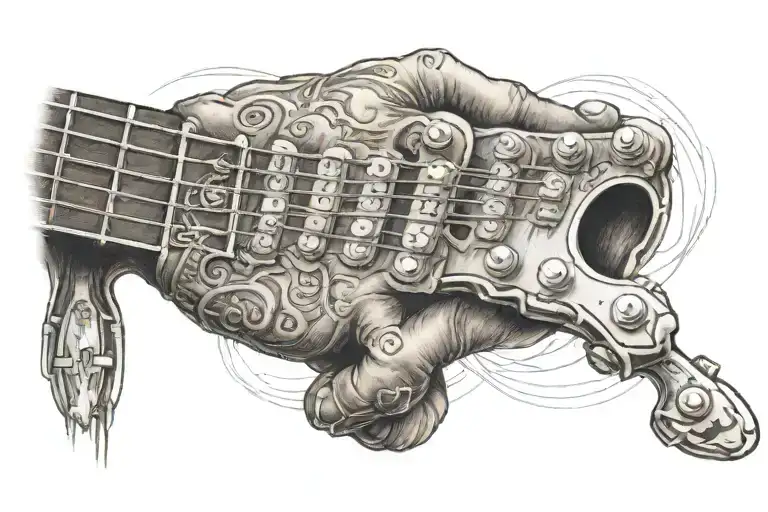 Hand Playing Fender Guitar Neck