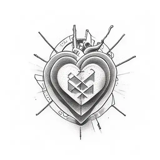 A Minimalist Design Of A Broken Heart With The Words 'Ideologia' Written In Elegant Script