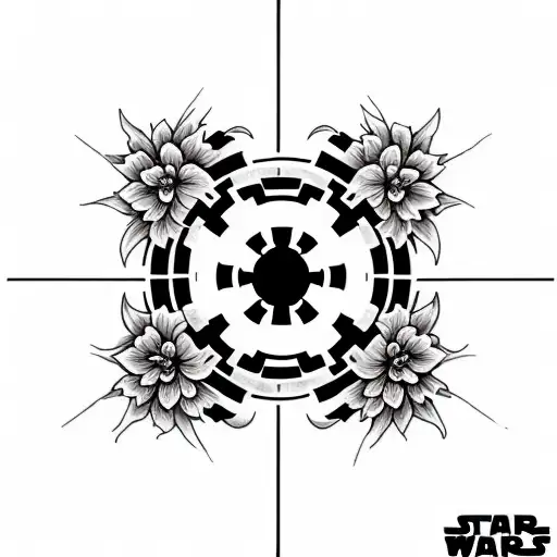 Star Wars Imperial Logo Surrounded By Flowers