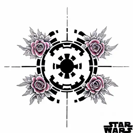 Star Wars Imperial Logo Surrounded By Roses