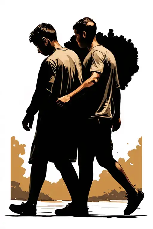 Father And Son Walking Away