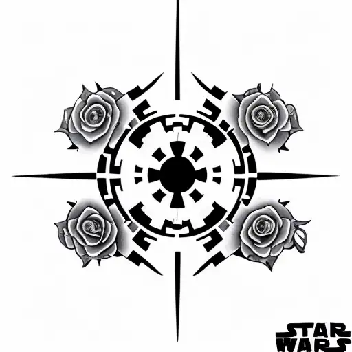 Star Wars Imperial Logo Surrounded By Roses