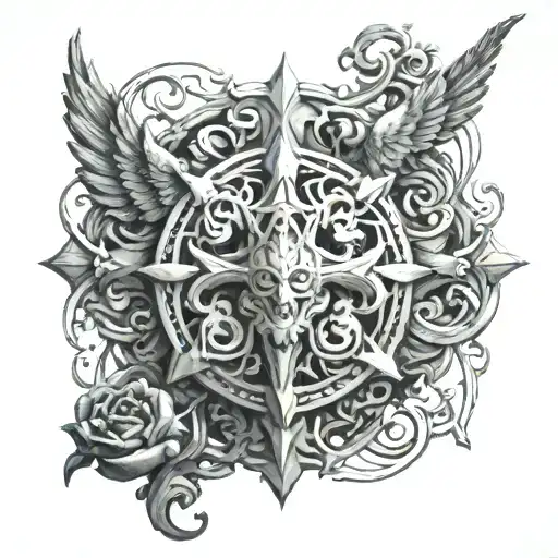 A Religious Symbol Representing Power And Strength In A Black-grey Design