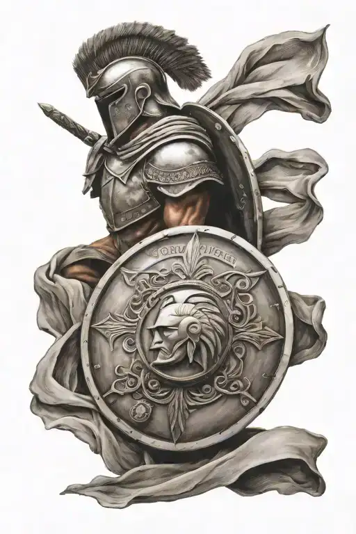 Spartan And Shield With Serenity Prayer On It