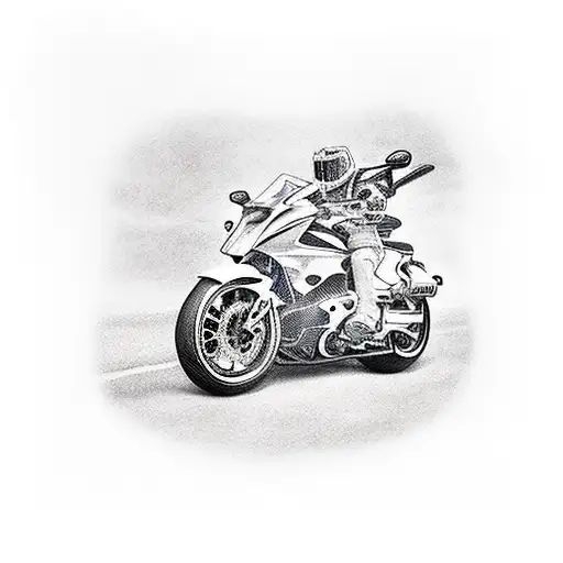 Motorcycle Tire Track Forming A Guitar