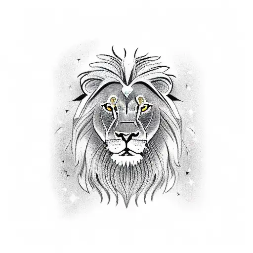 Male Lion Looking Up To The Stars With Time Passing By