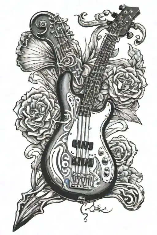 Bass Guitar And Cross