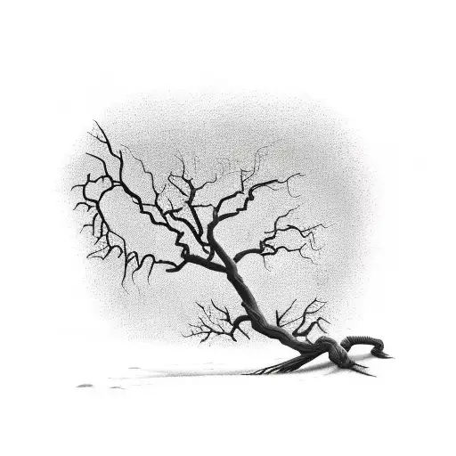 The Grim Reaper On A Dead Tree In Front Of A Sunset