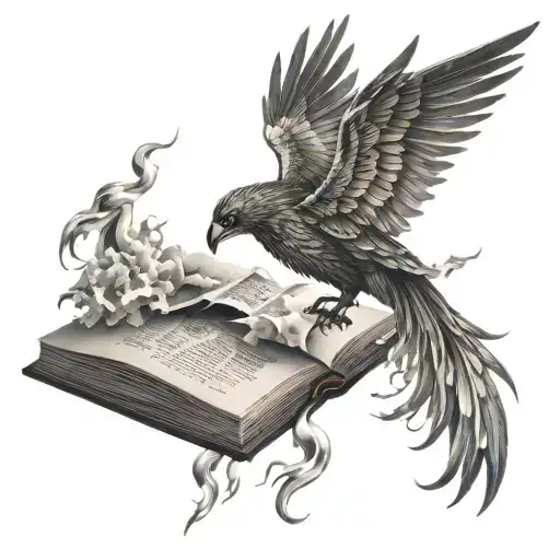 Phoenix Emerging From A Book
