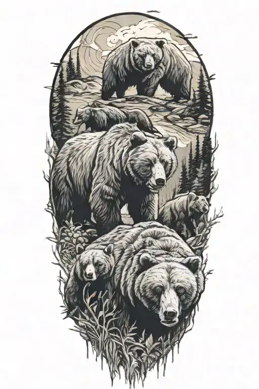 4 Bears In Nature
