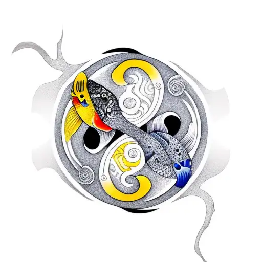 Ying Yang Symbol Koi Fish