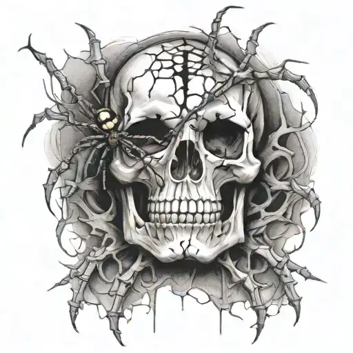 Skull With Spider Coming Out Of It