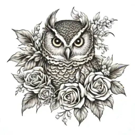 Owl And Flowers Wrapped