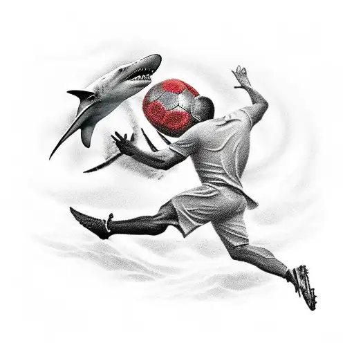 God Playing Football With A Hammerhead Shark