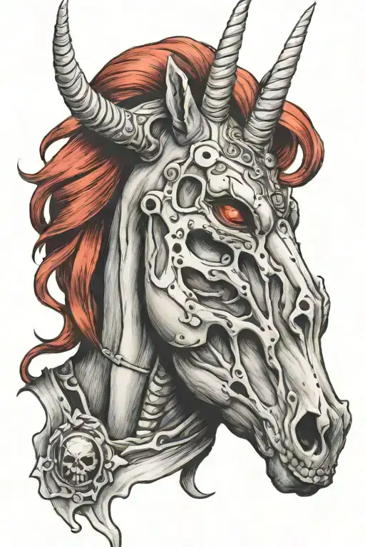 Black Skeletor Unicorn With Red Mane