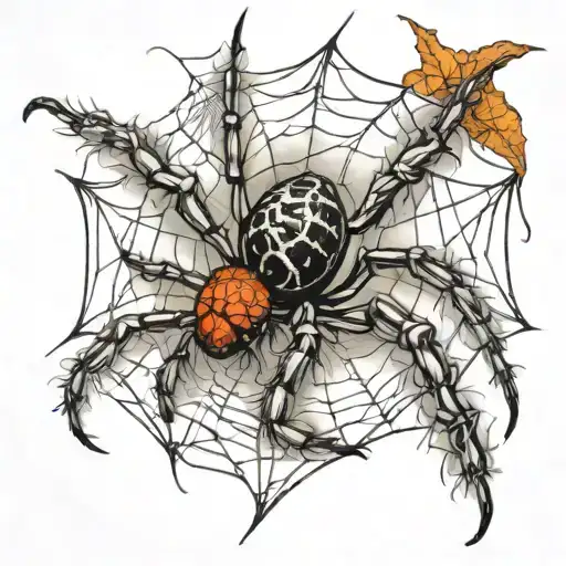 Spider Descending In Attack Position From A Burning Spider Web