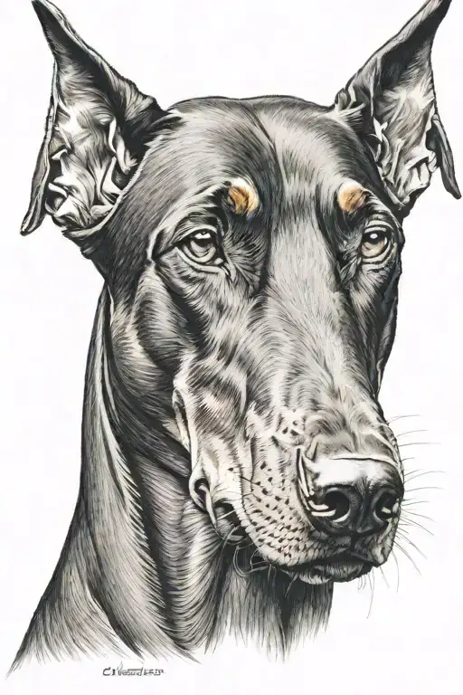 Doberman Dog Head