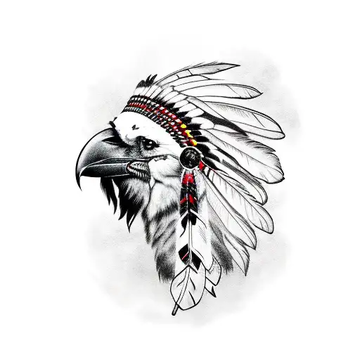 Native American With Raven On Head