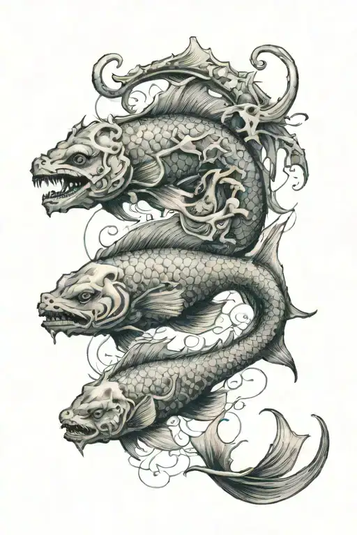 Demon Pisces Zodiac Sign Combined With Landscape