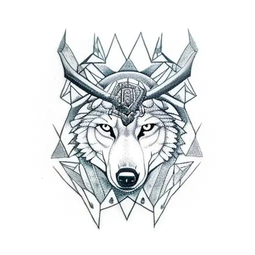 Taurus Symbol Within A Forest And Wolf