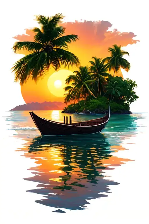 Thai Boat Floating Island Sun Rising Beach