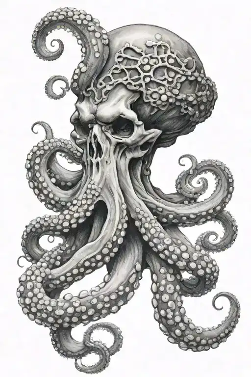 Octopus With Skull On Its Body