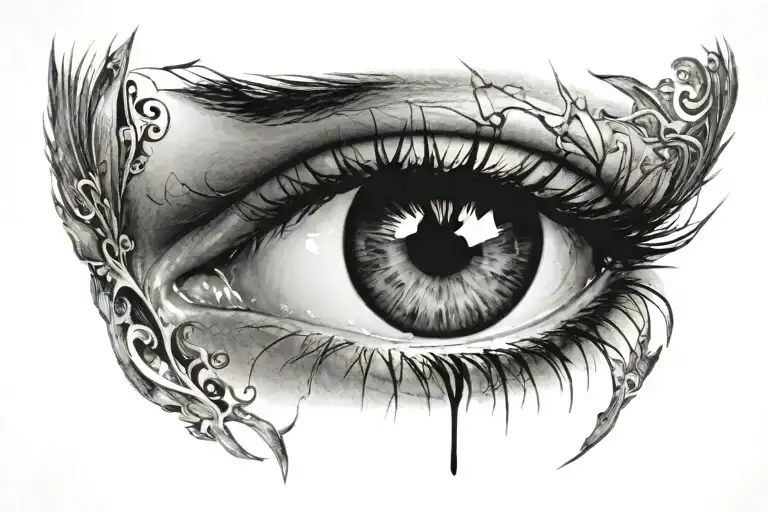 Black And Grey Realistic Eye With The Moonlight Dancing In The Eye