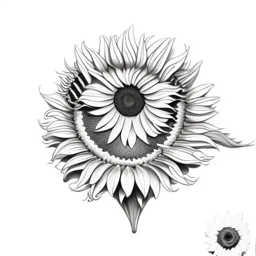 Butterfly In Middle With Sunflower Behind It