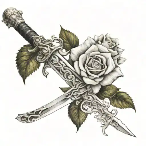 Sword And Roses Blooming