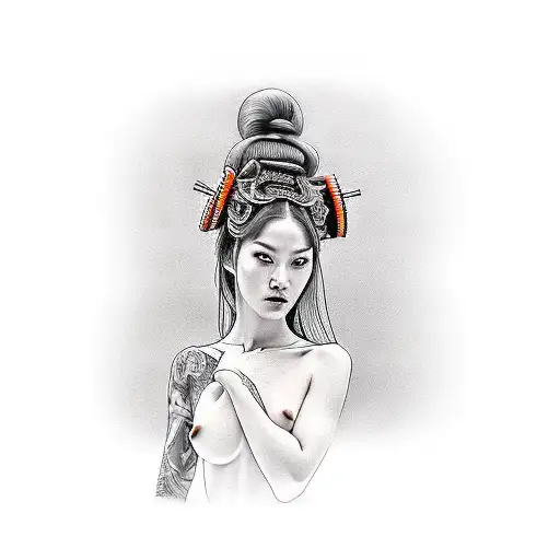 Nude Girl With Samurai