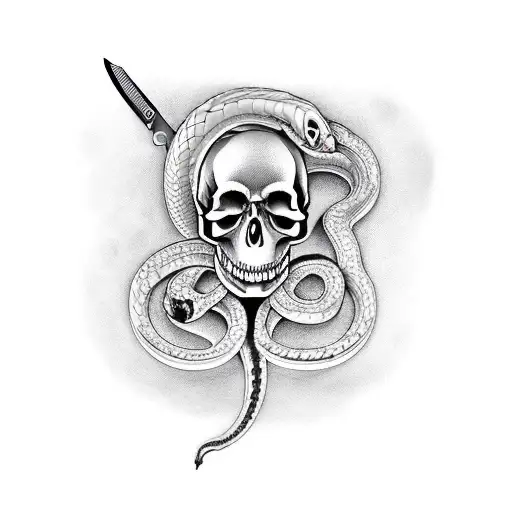 Knife With Skull And Snake