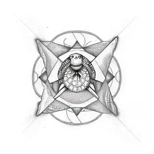 Triangle With Inside The Sea And A Turtle That Swim