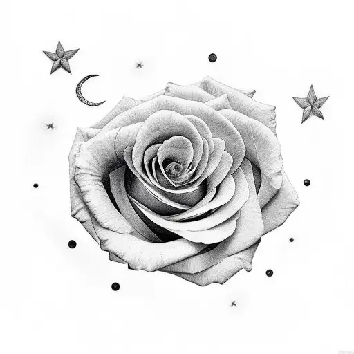 Rose With Moon And Stars