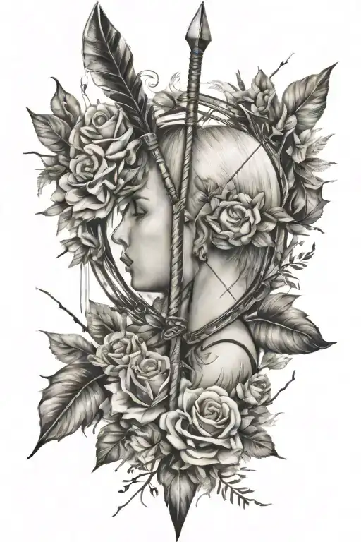 Couples Tattoo Unique Bow And Arrow