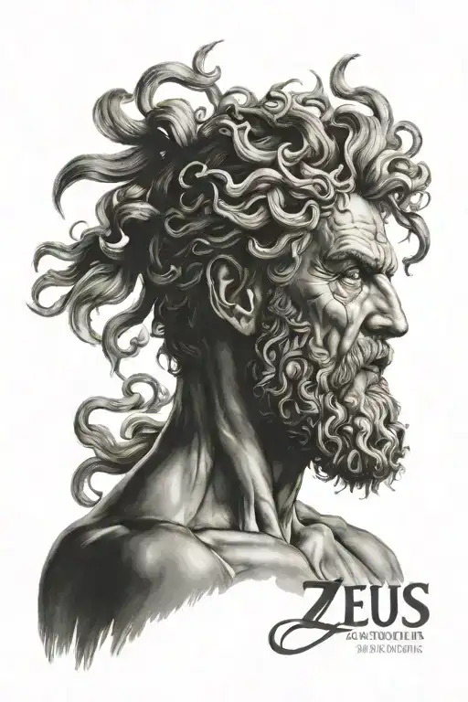 Greek Mythology Realism Black And Grey Zeus And Medusa Arm Sleeve Man