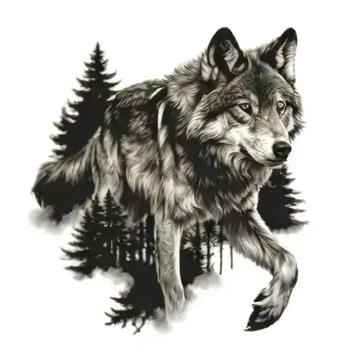 Wolf Leaving The Forest