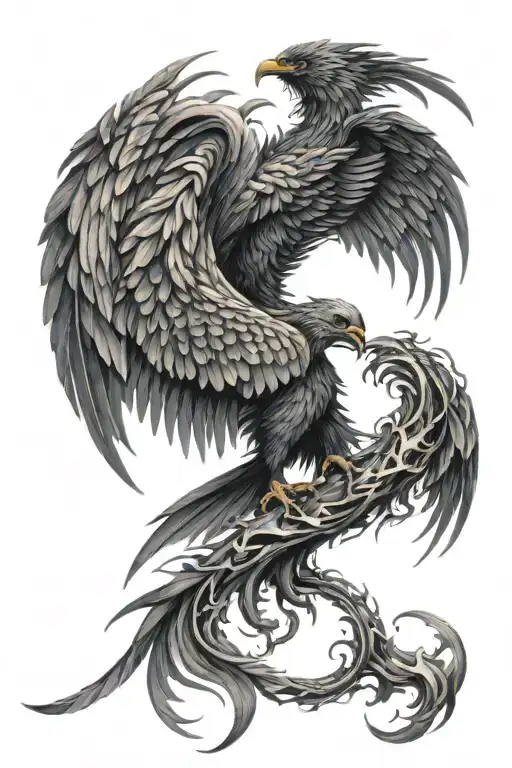 Combine Elements Of A Pheonix With Symbols Of Power And Strength