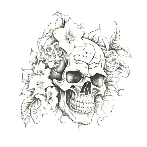 Skull With Demons Morning Glory