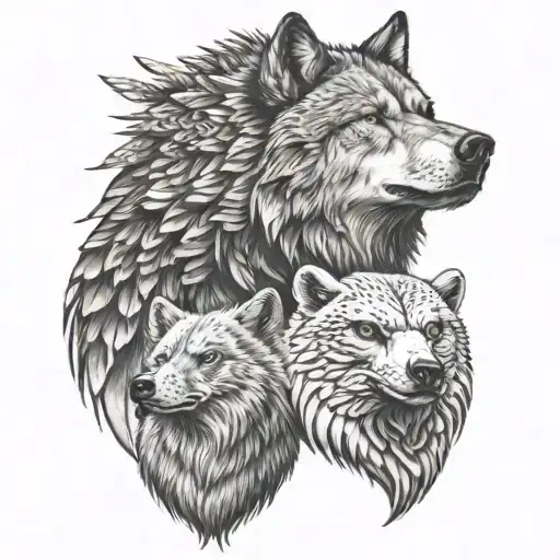 Wolf Bear And Eagle