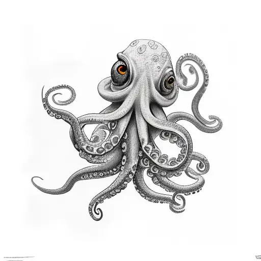 Angry Octopus With Red Eyes