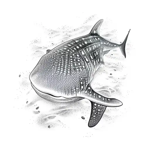 Top View Whale Shark Swimming With Shadow Beneath