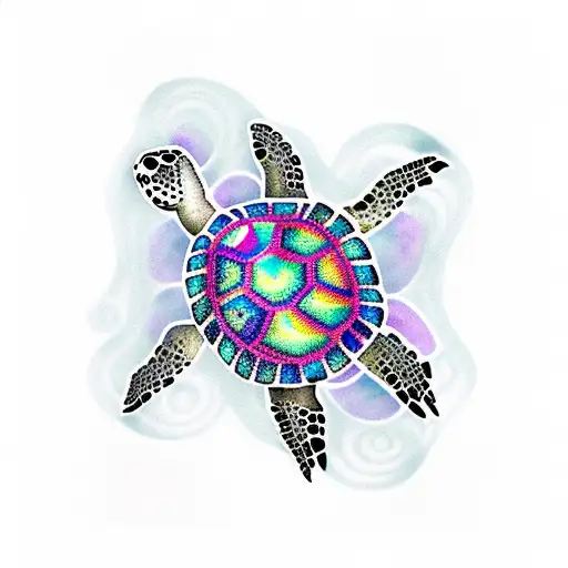 Sea Turtle With Complex Tye Die Pattern