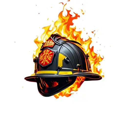Firefighter Helmet Engulfed In Flames